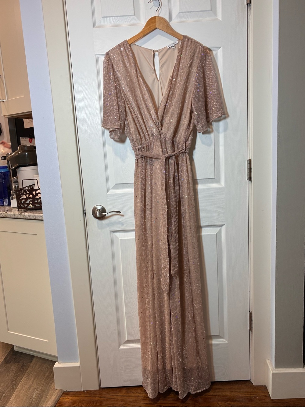 Baltic Born Blush Pink Sparkle Wrap Maxi Dress - Picture 3 of 9